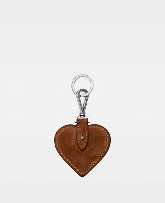 HEART key ring - Suede Cognac