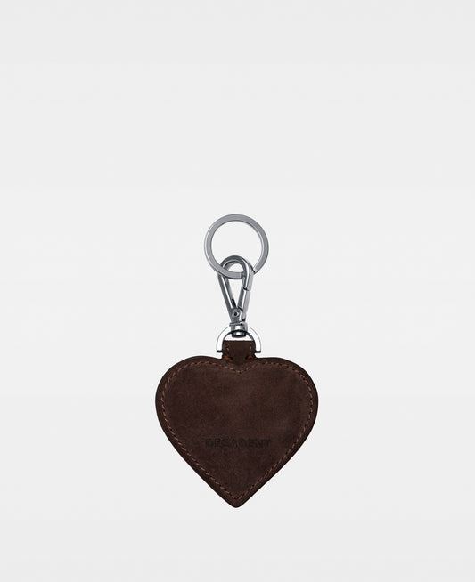 HEART key ring - Suede Dark Brown