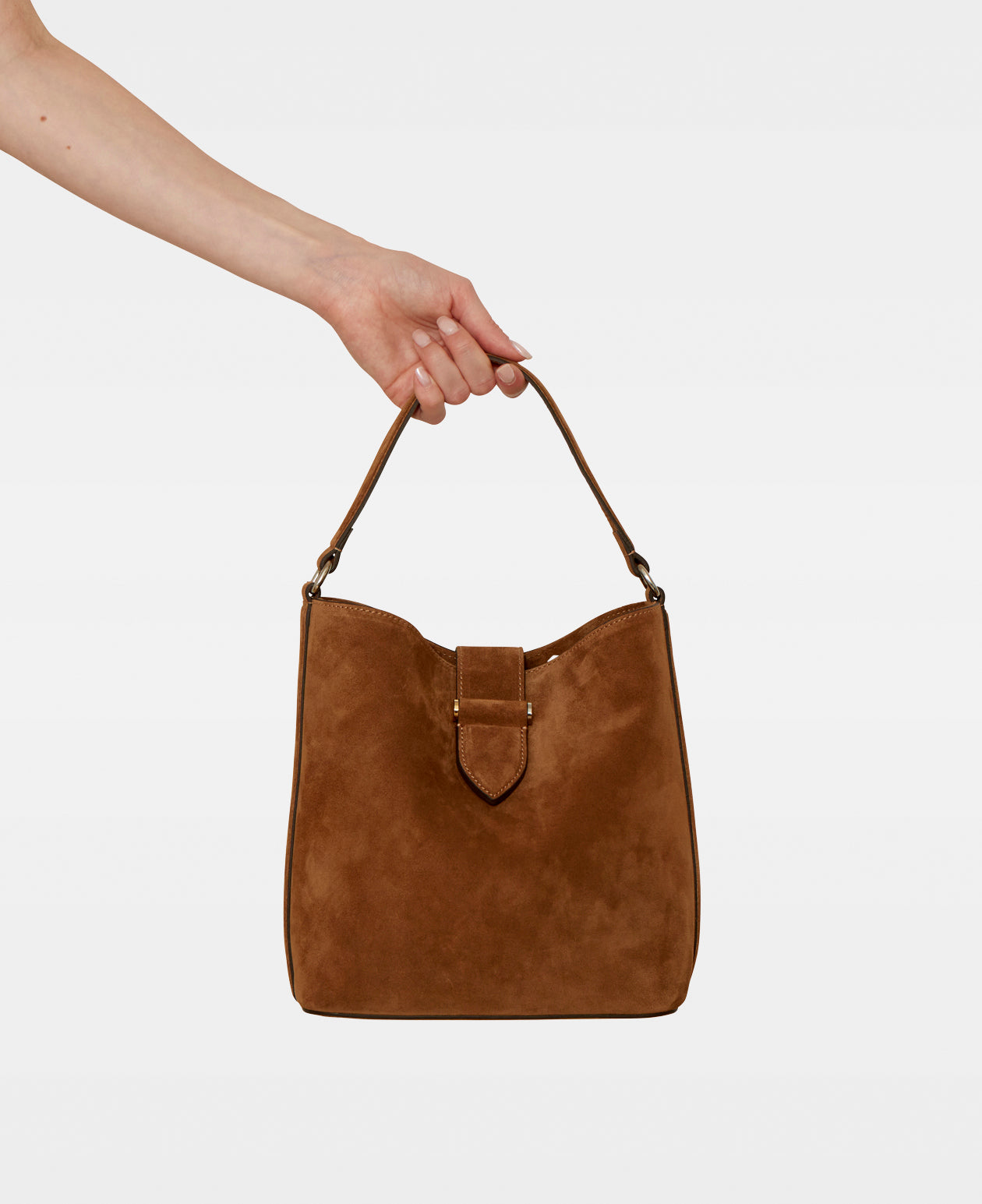 LEXIE small bucket bag - Suede Cognac