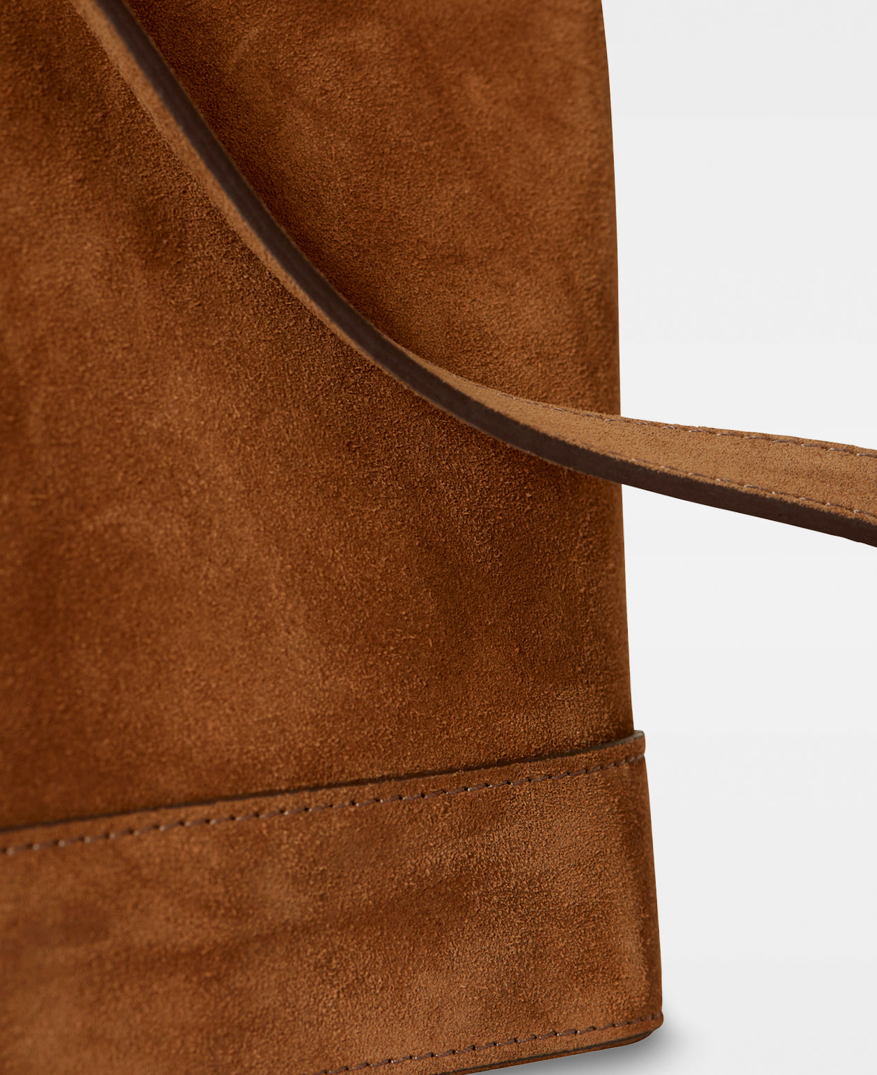 EDITH Small Bucket Bag - Suede Cognac